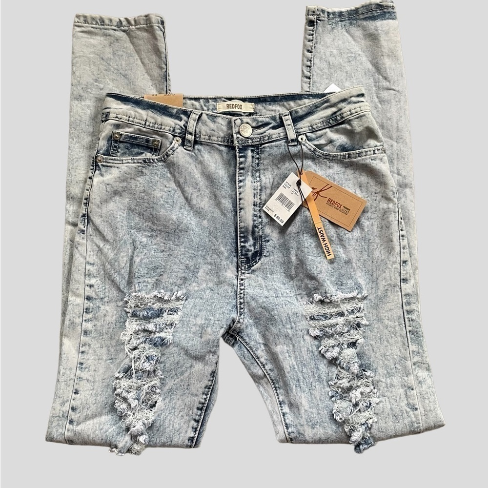 RED Fox High Waist Distressed Ripped Skinny Jeans Size 11